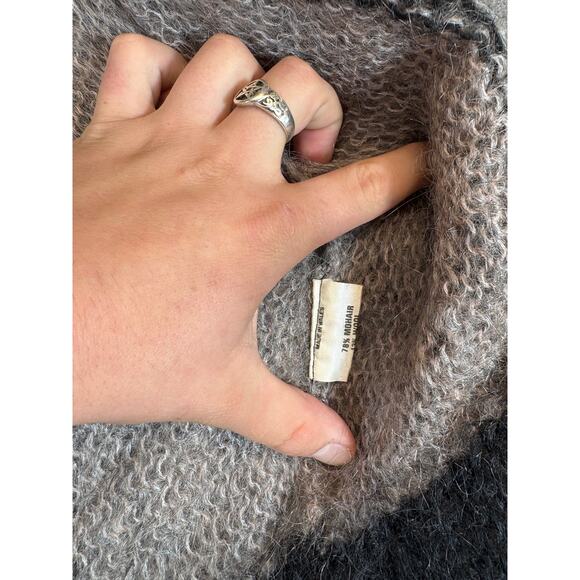 Vintage Mohair Wool Cardigan Womens XL Colorblock Geometric Open Front Oversized - Picture 6 of 8